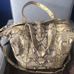 REBECCA MINKOFF SNAKESKIN LEATHER TRAVEL BAG